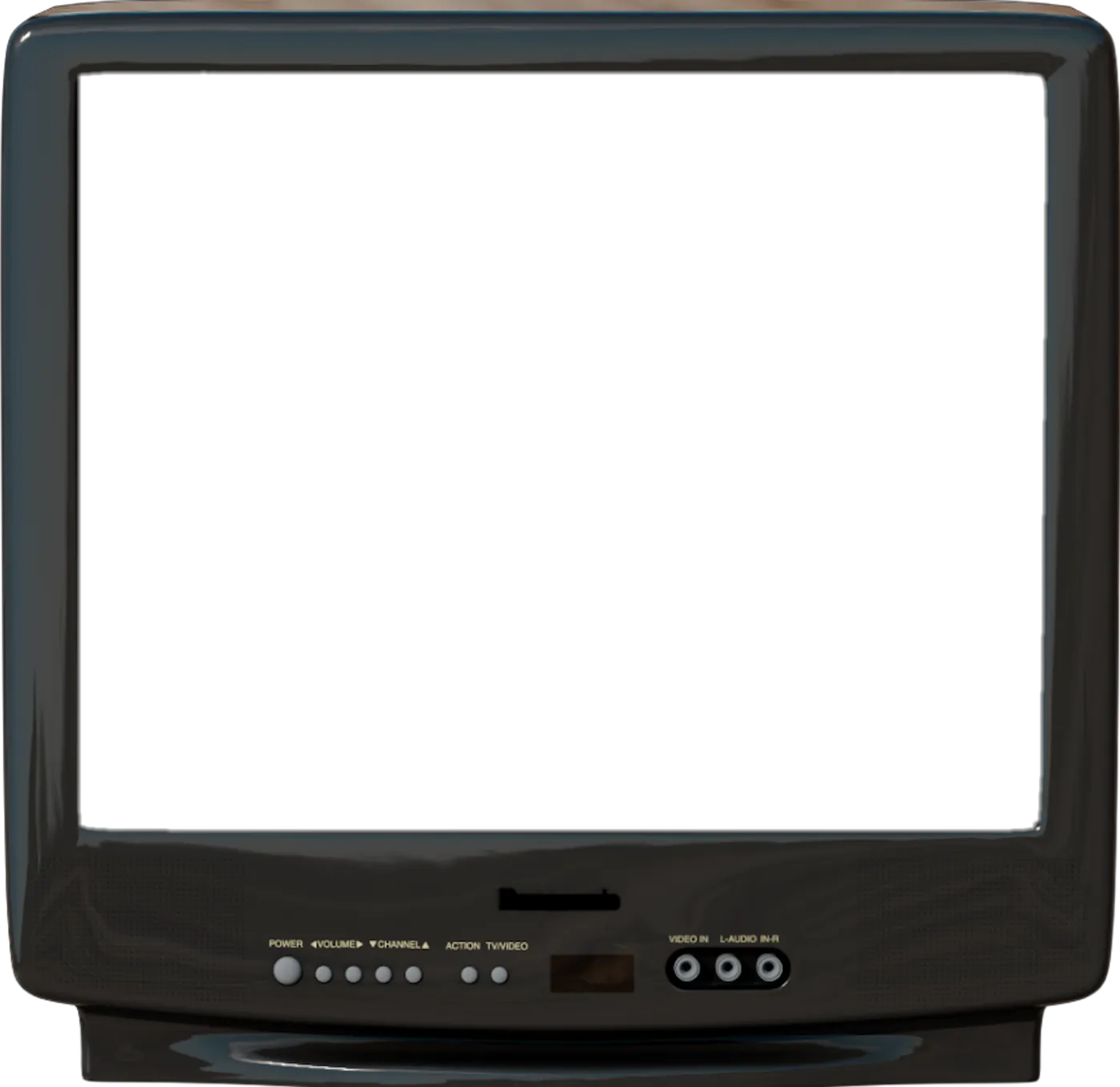 A CRT television, switched on.